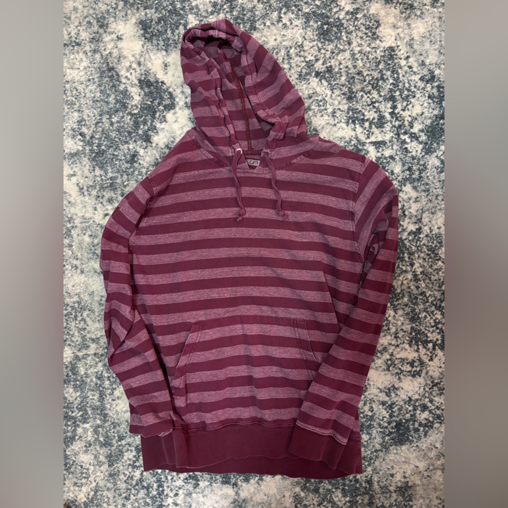 Dikotomy Striped Burgundy Hoodie